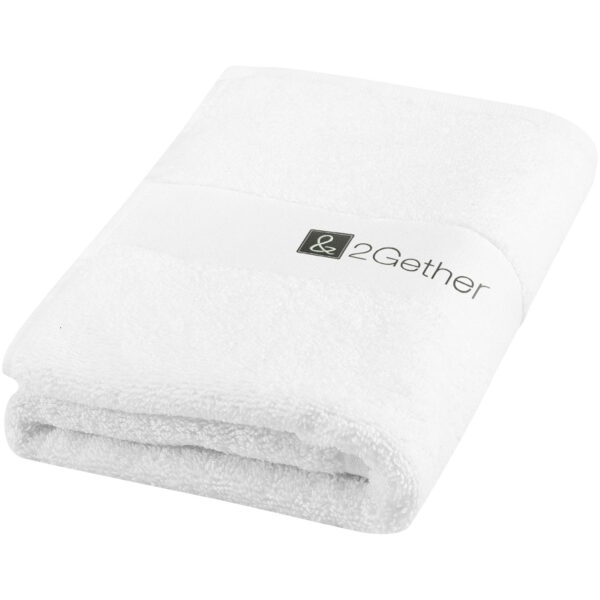 Charlotte 450 g/m² cotton towel 50x100 cm – White with logo