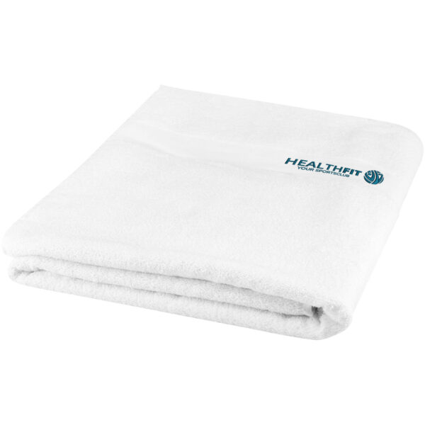 Evelyn 450 g/m² cotton towel 100x180 cm – White with logo