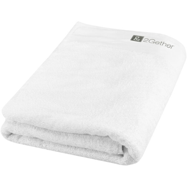 Ellie 550 g/m² cotton towel 70x140 cm – White with logo