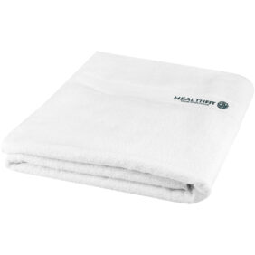 Riley 550 g/m² cotton towel 100x180 cm – White with logo