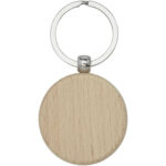 Giovanni beech wood round keychain – Natural front view