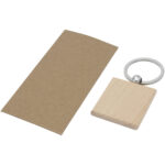 Gioia beech wood squared keychain – Natural extra view