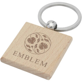 Gioia beech wood squared keychain – Natural with logo