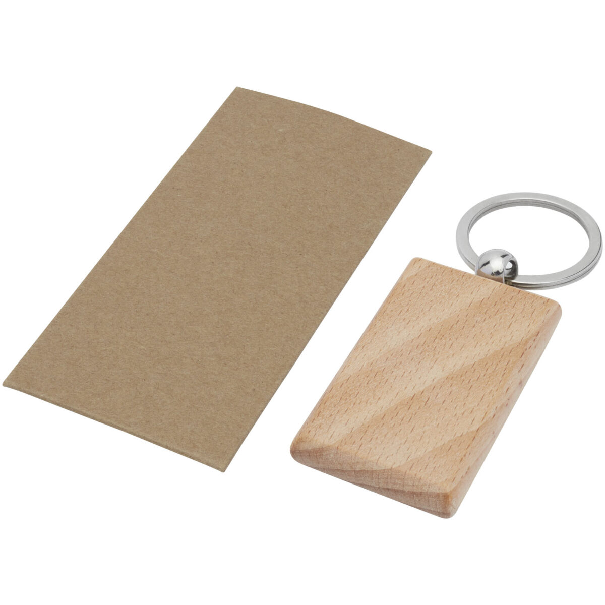Gian beech wood rectangular keychain – Natural extra view