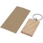 Gian beech wood rectangular keychain – Natural extra view