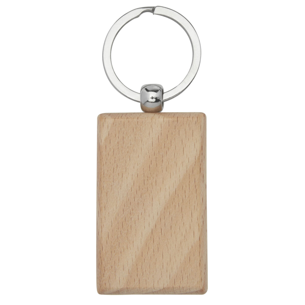Gian beech wood rectangular keychain – Natural front view