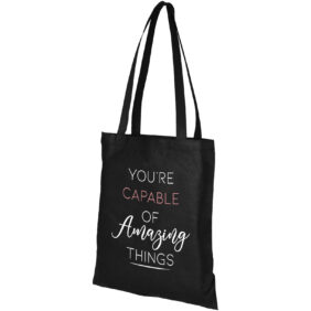 Zeus large non-woven convention tote bag 6L – Solid black with logo