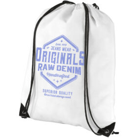Evergreen non-woven drawstring bag 5L – White with logo