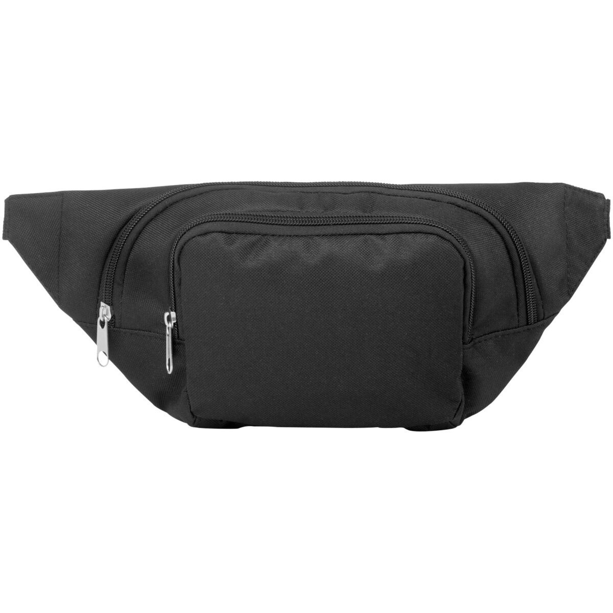 Santander waist bag with two compartments – Solid black front view