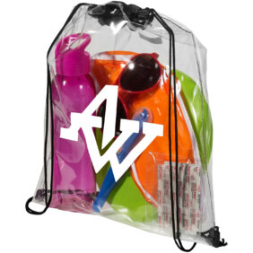 Lancaster transparent drawstring bag 5L – Solid black with logo