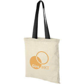 Nevada 100 g/m² cotton tote bag coloured handles 7L – Natural with logo
