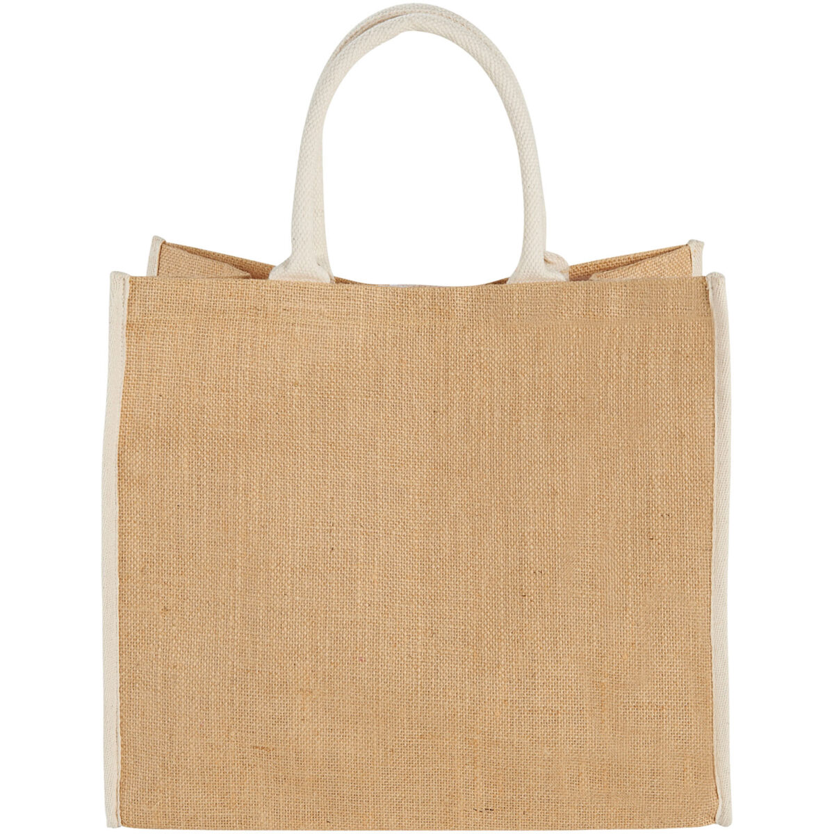 Harry coloured edge jute tote bag 25L – Natural front view