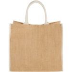 Harry coloured edge jute tote bag 25L – Natural front view