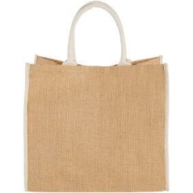 Harry coloured edge jute tote bag 25L – Natural front view