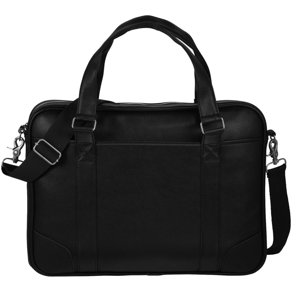 Oxford 15.6" slim laptop briefcase 5L – Solid black front view