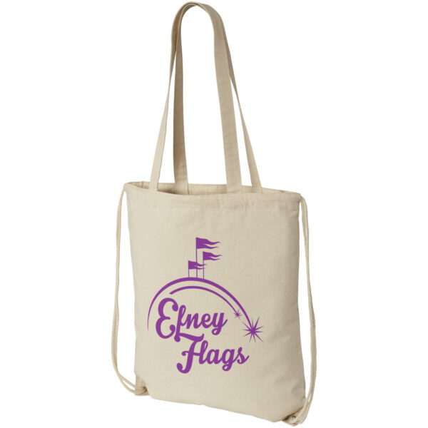 Eliza 240 g/m² cotton drawstring bag 6L – Natural with logo