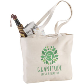 Ningbo 320 g/m² zippered cotton tote bag 15L – Natural with logo