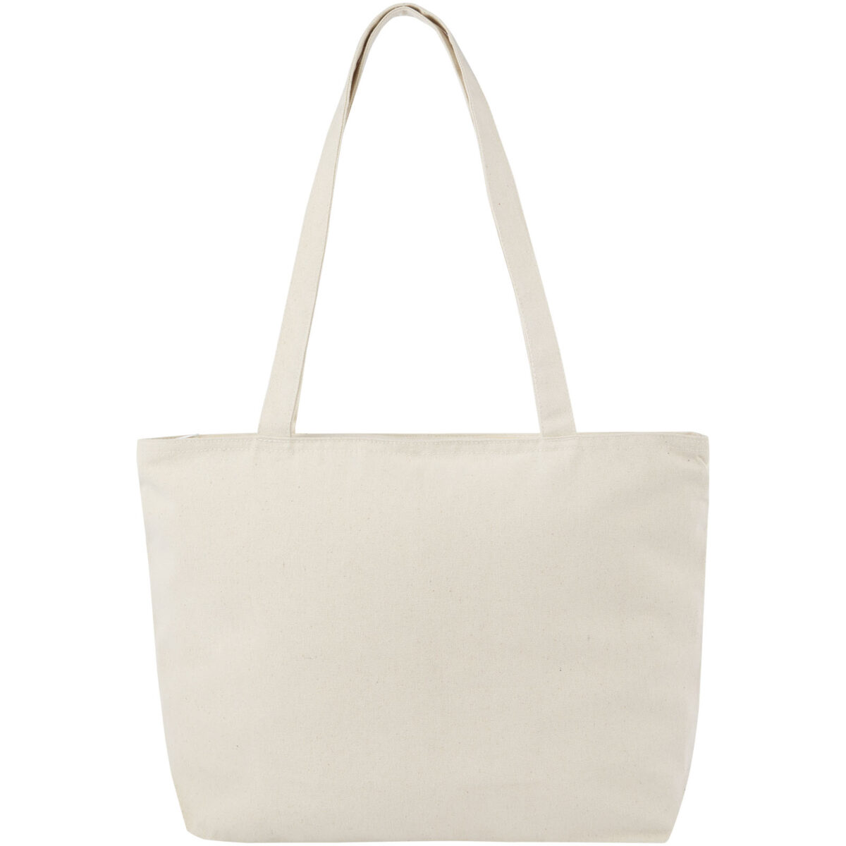 Ningbo 320 g/m² zippered cotton tote bag 15L – Natural front view