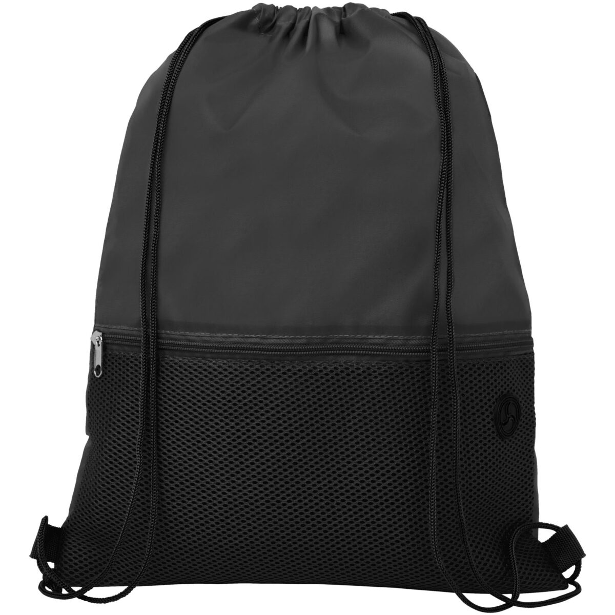 Oriole mesh drawstring bag 5L – Solid black front view