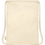 Orissa 100 g/m² organic cotton drawstring bag 5L – Natural back view