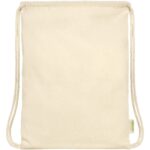 Orissa 100 g/m² organic cotton drawstring bag 5L – Natural front view
