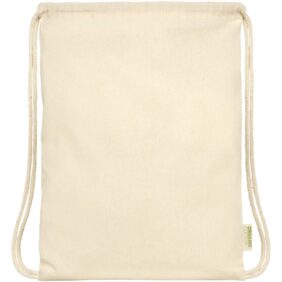 Orissa 100 g/m² organic cotton drawstring bag 5L – Natural front view