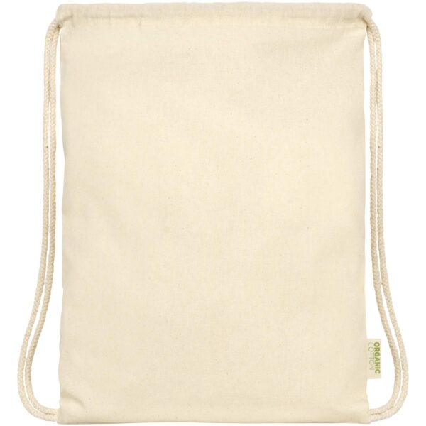 Orissa 100 g/m² organic cotton drawstring bag 5L – Natural front view