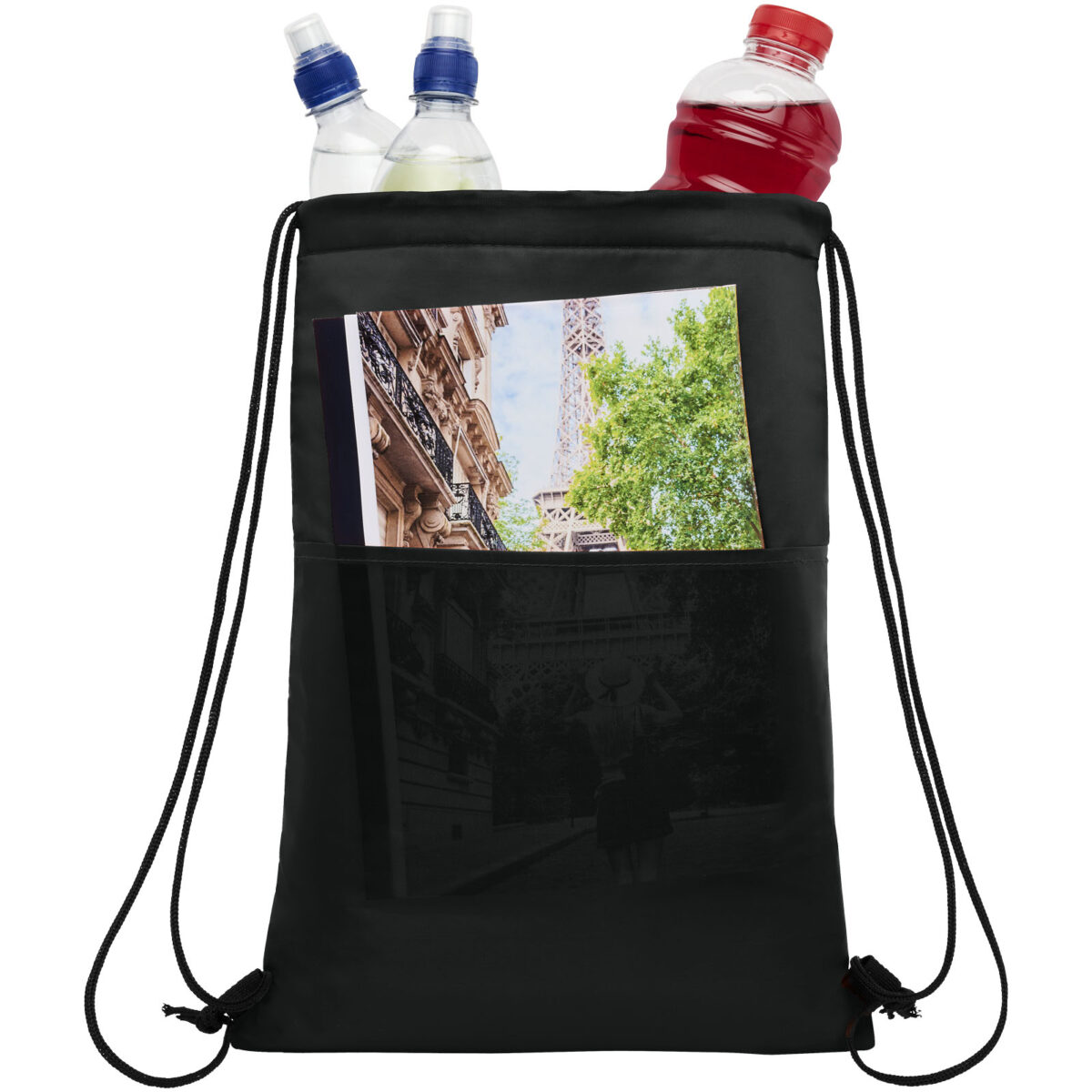 Oriole 12-can drawstring cooler bag 5L – Solid black extra view
