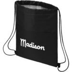 Oriole 12-can drawstring cooler bag 5L – Solid black with logo