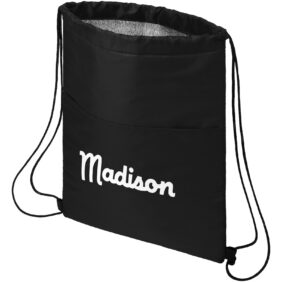 Oriole 12-can drawstring cooler bag 5L – Solid black with logo