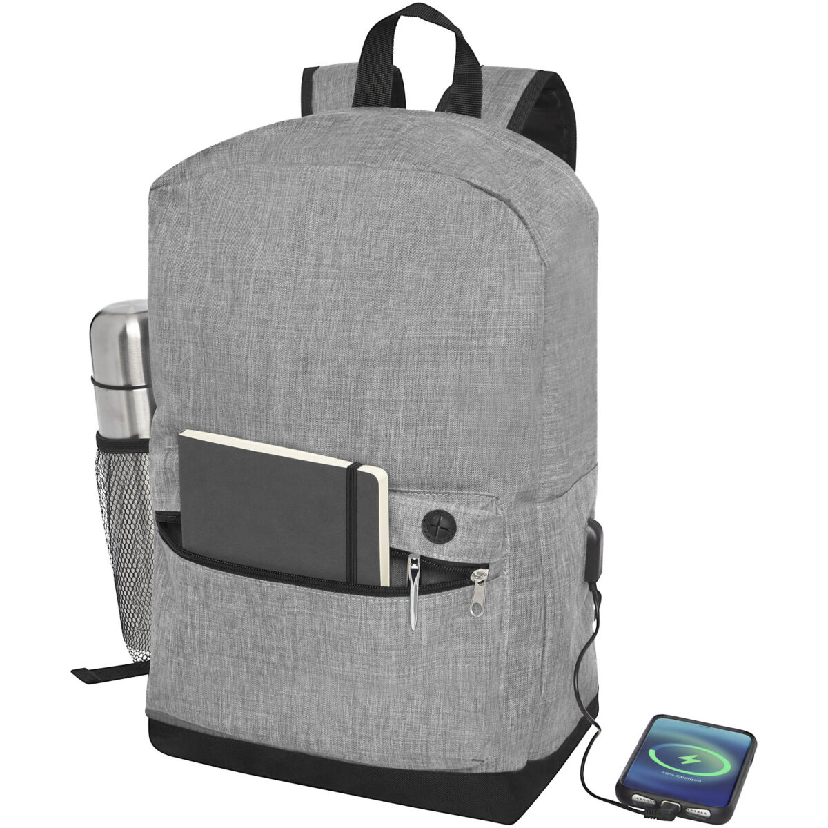 Hoss 15.6" business laptop backpack 16L – Heather medium grey extra view