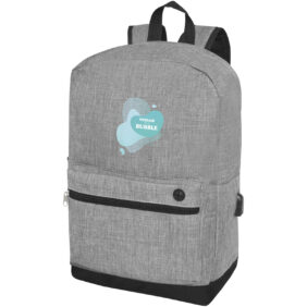 Hoss 15.6" business laptop backpack 16L – Heather medium grey with logo