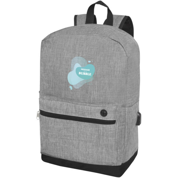 Hoss 15.6" business laptop backpack 16L – Heather medium grey with logo
