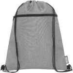 Ross RPET drawstring bag 5L – Heather medium grey front view