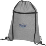 Ross RPET drawstring bag 5L – Heather medium grey with logo