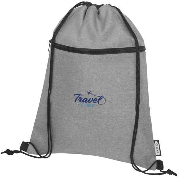 Ross RPET drawstring bag 5L – Heather medium grey with logo