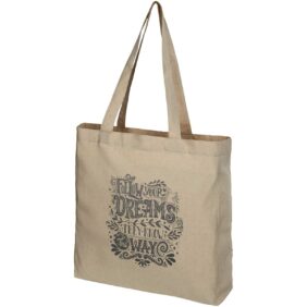Pheebs 210 g/m² recycled gusset tote bag 13L – Heather natural with logo