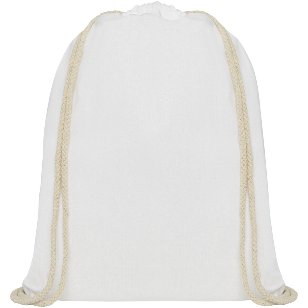Oregon 140 g/m² cotton drawstring bag 5L – White front view
