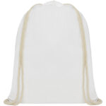 Oregon 140 g/m² cotton drawstring bag 5L – White front view