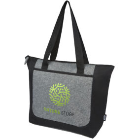 Reclaim GRS recycled two-tone zippered tote bag 15L – Solid black with logo