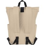 Byron 15.6" GRS RPET roll-top backpack 18L – Oatmeal back view