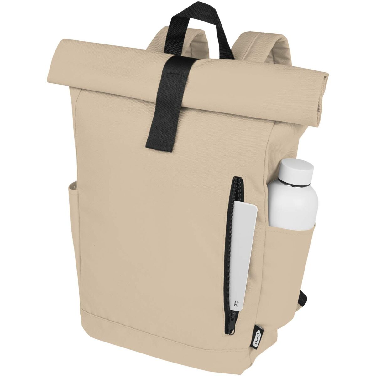 Byron 15.6" GRS RPET roll-top backpack 18L – Oatmeal extra view