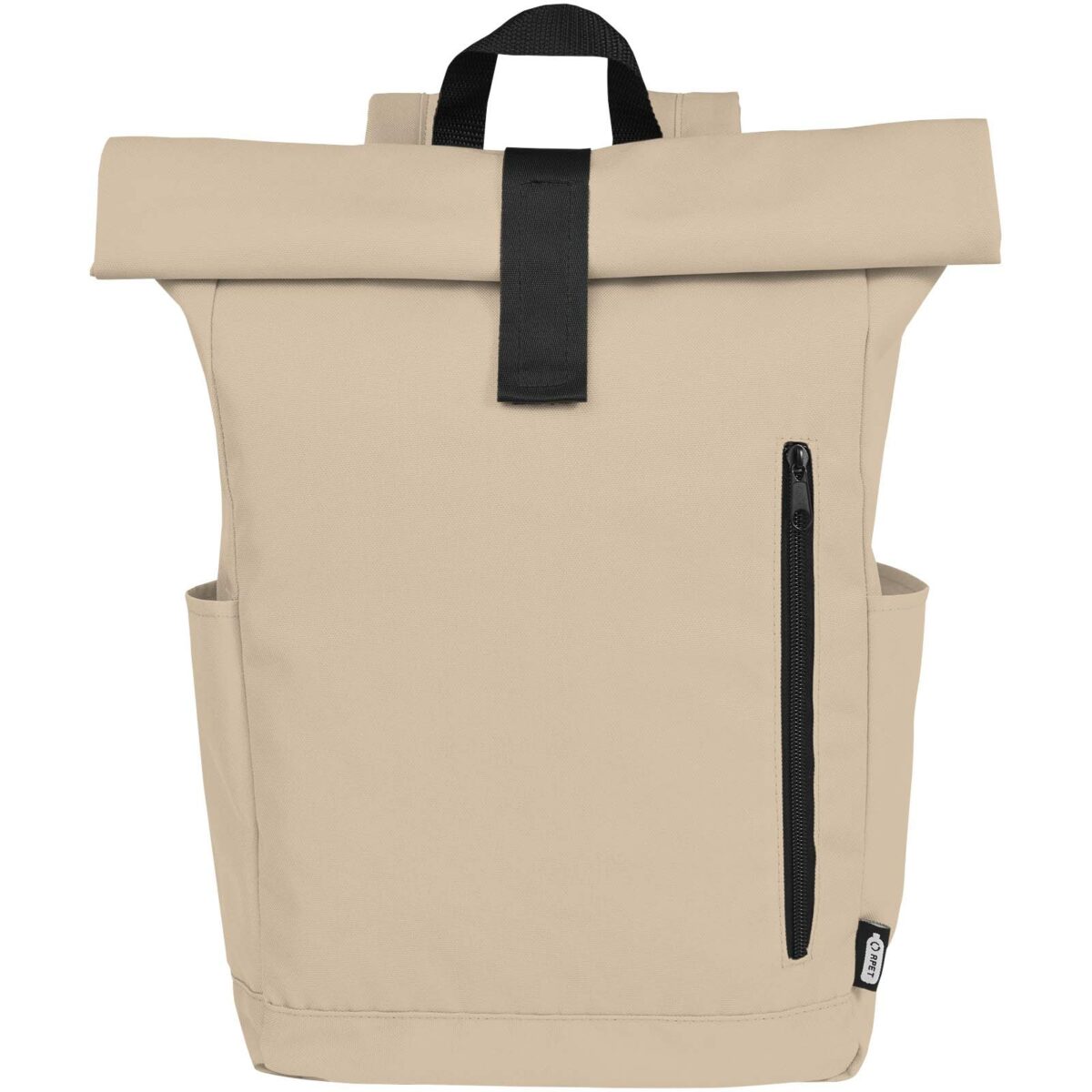 Byron 15.6" GRS RPET roll-top backpack 18L – Oatmeal front view