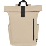 Byron 15.6" GRS RPET roll-top backpack 18L – Oatmeal front view