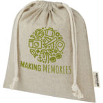 Pheebs 150 g/m² GRS recycled cotton gift bag medium 1.5L – Heather natural with logo