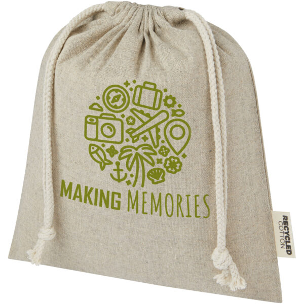 Pheebs 150 g/m² GRS recycled cotton gift bag medium 1.5L – Heather natural with logo
