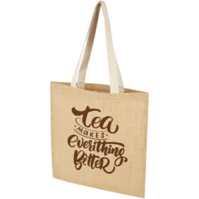 Juta 300 g/m² jute tote bag 7L – Natural with logo
