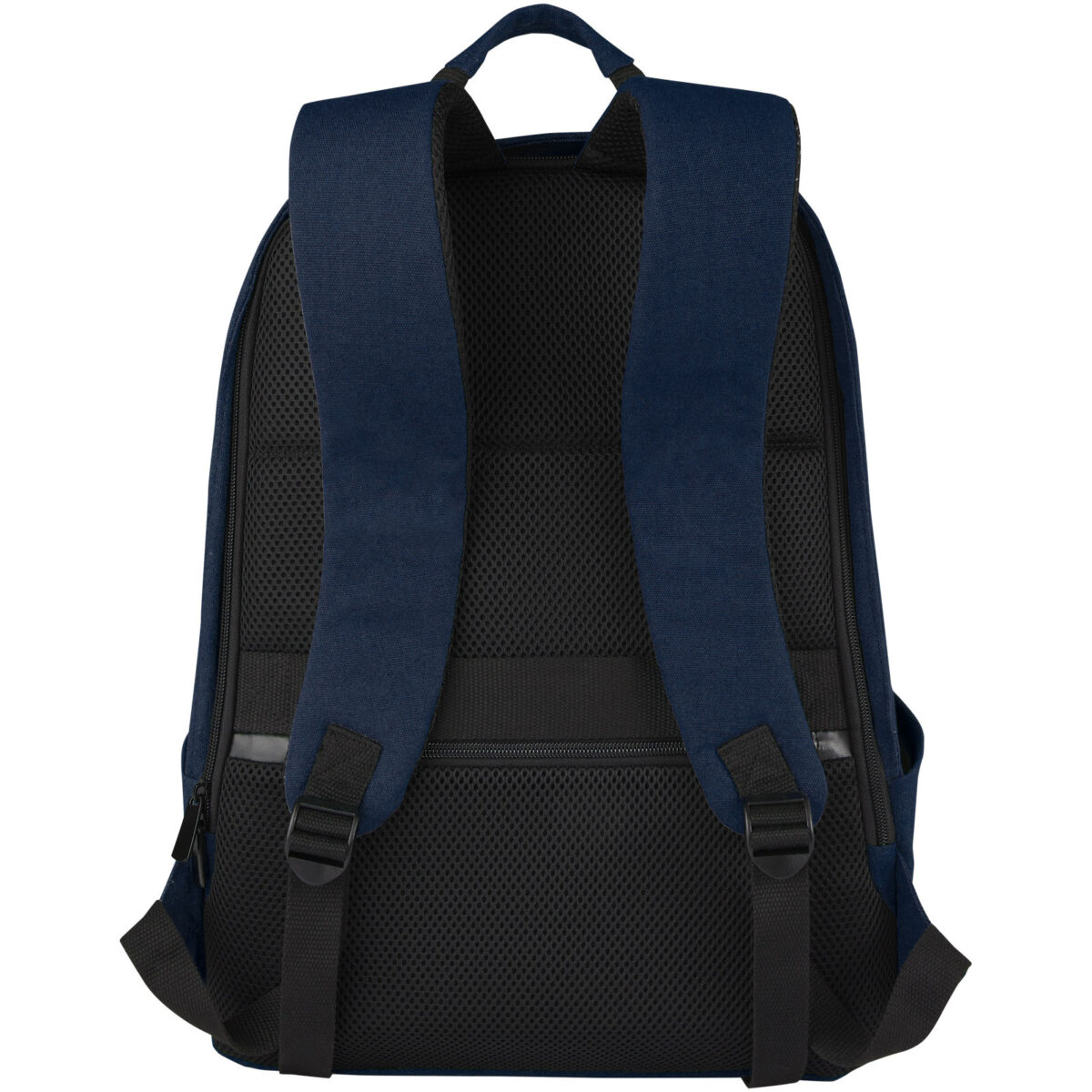 Joey 15.6" GRS recycled canvas anti-theft laptop backpack 18L – Navy back view