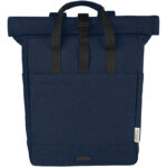 Joey 15” GRS recycled canvas rolltop laptop backpack 15L – Navy front view