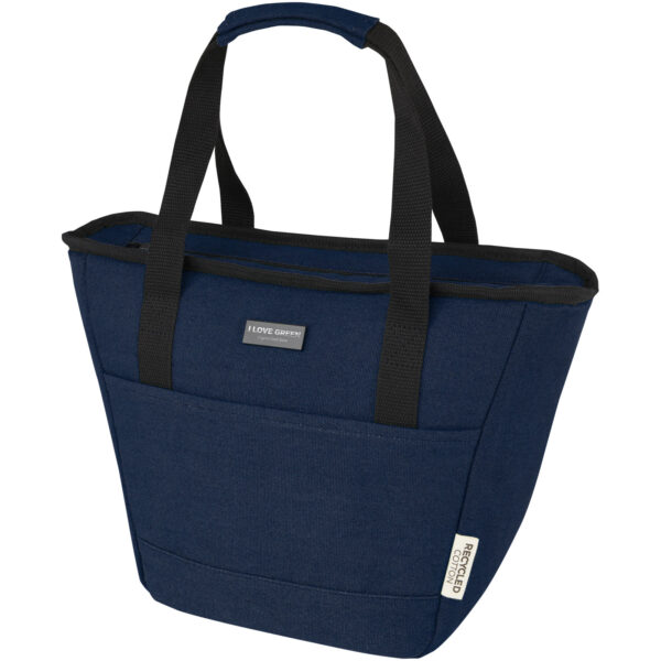 Joey 9-can GRS recycled canvas lunch cooler bag 6L – Navy with logo